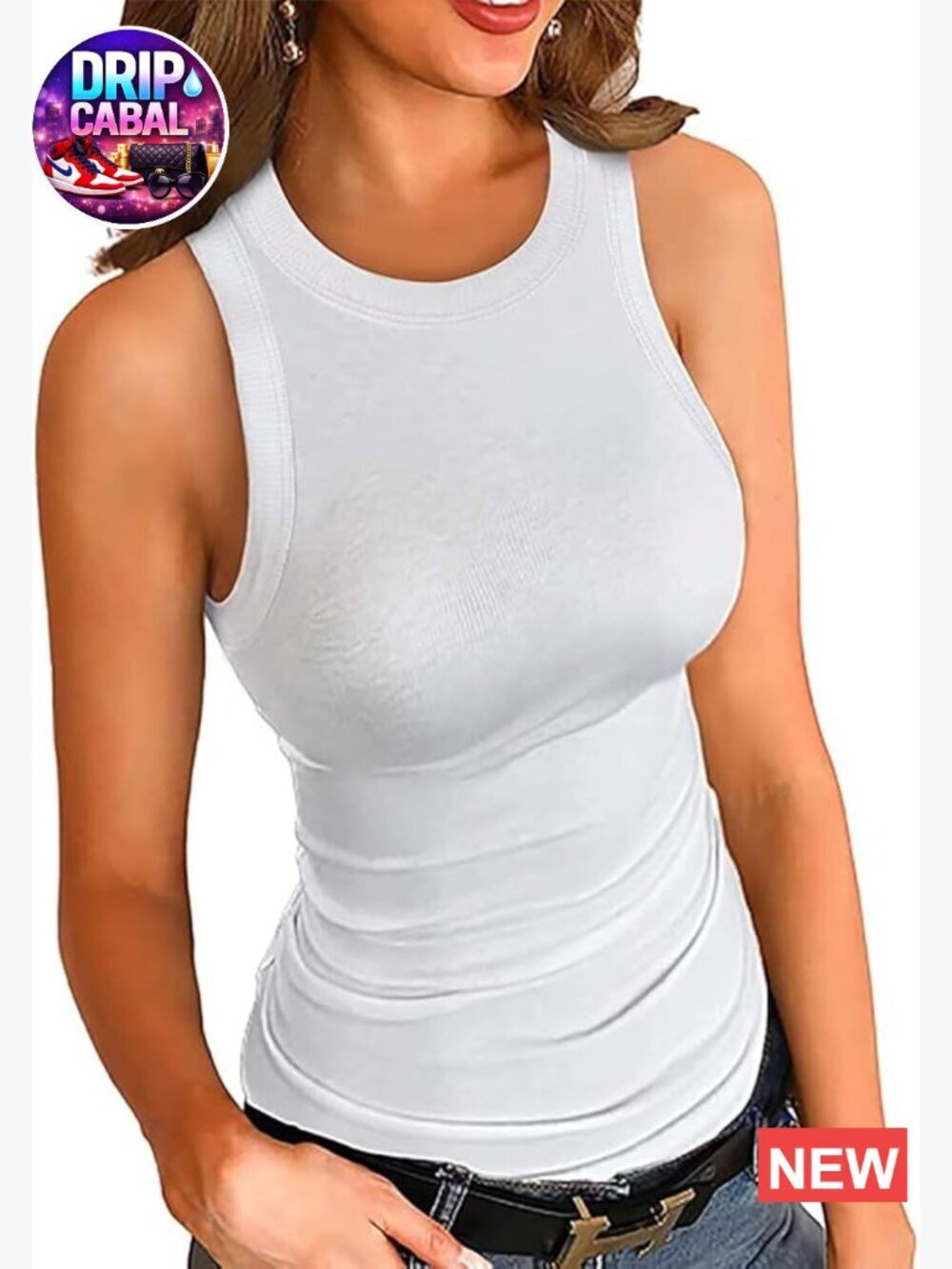 Womens Ribbed Tank Top Sleeveless Cami T Shirt Slim Fit Stretchy Basic Blouse